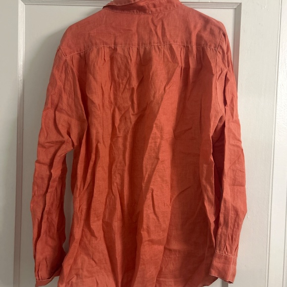 Dylan salmon colored 100% linen button down - Picture 4 of 4
